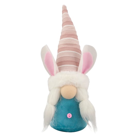 13&#x22; Blue and Pink Girl Easter Bunny Gnome
